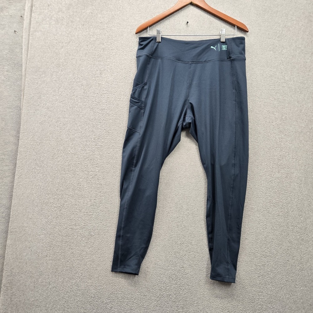 Puma Women Activewear Pants XL Blue Leggings Cropped High Rise 24" Inseam NWT